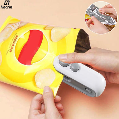 MINI SELLADOR DE BOLSAS 2 EN 1 CON CORTADOR (RECARGABLE)