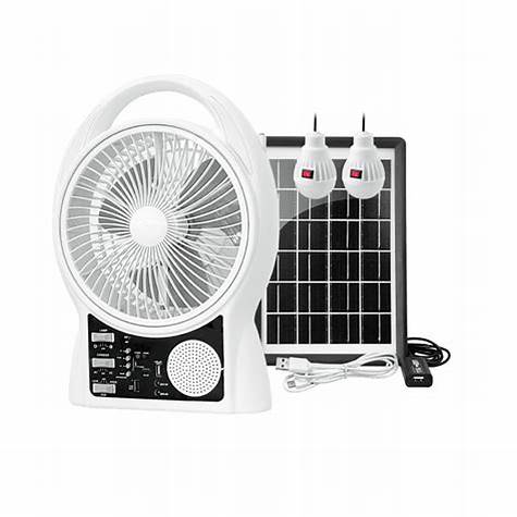 ABANICO SOLAR RECARGABLE PORTATIL 8"